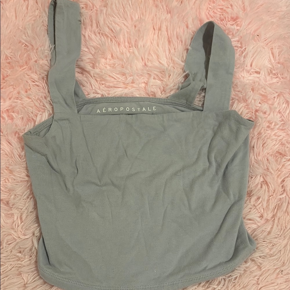 Aeropostale Green Fitted Sleeveless Tank Top